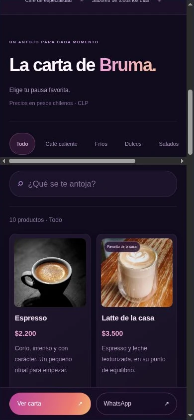 La carta de Bruma en un celular